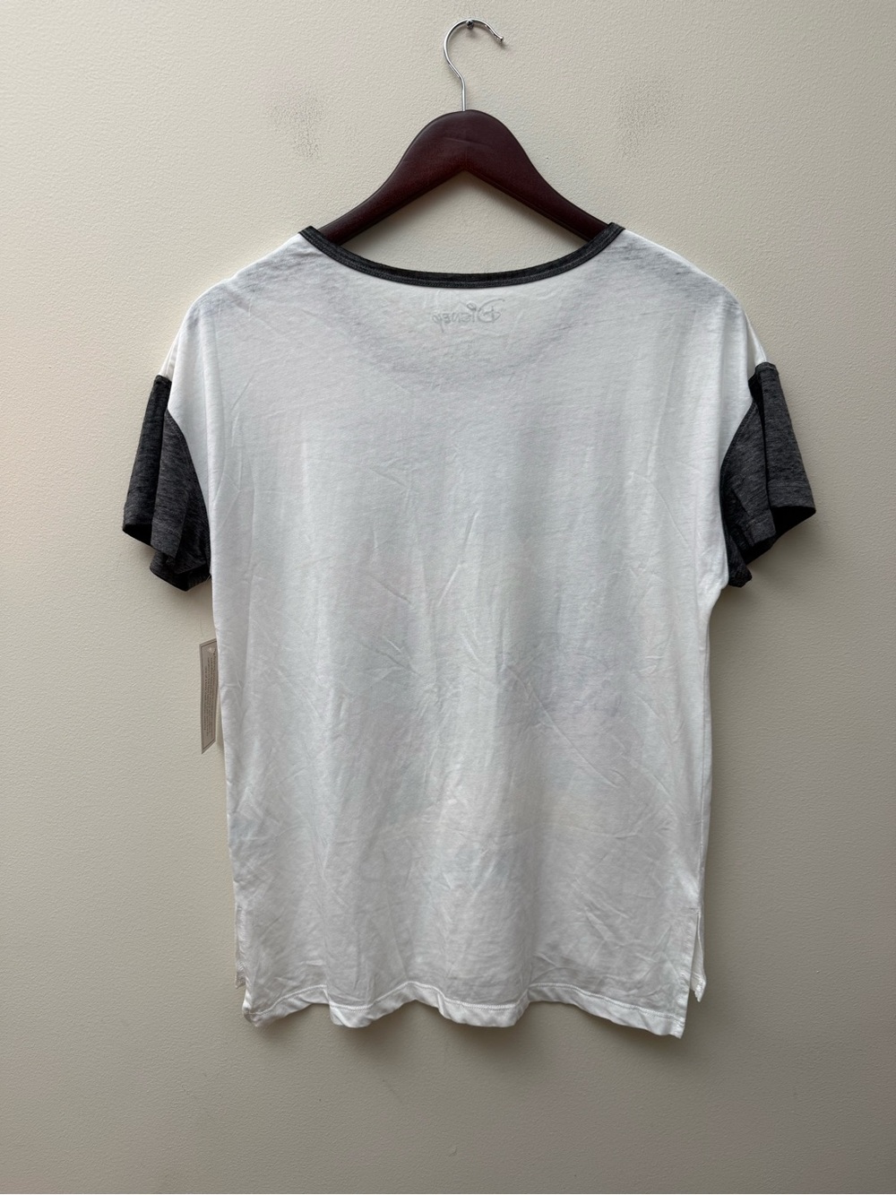 Disney White Tee with Gray Sleeves and Mickey & Minnie Graphic - Picture 4 of 5